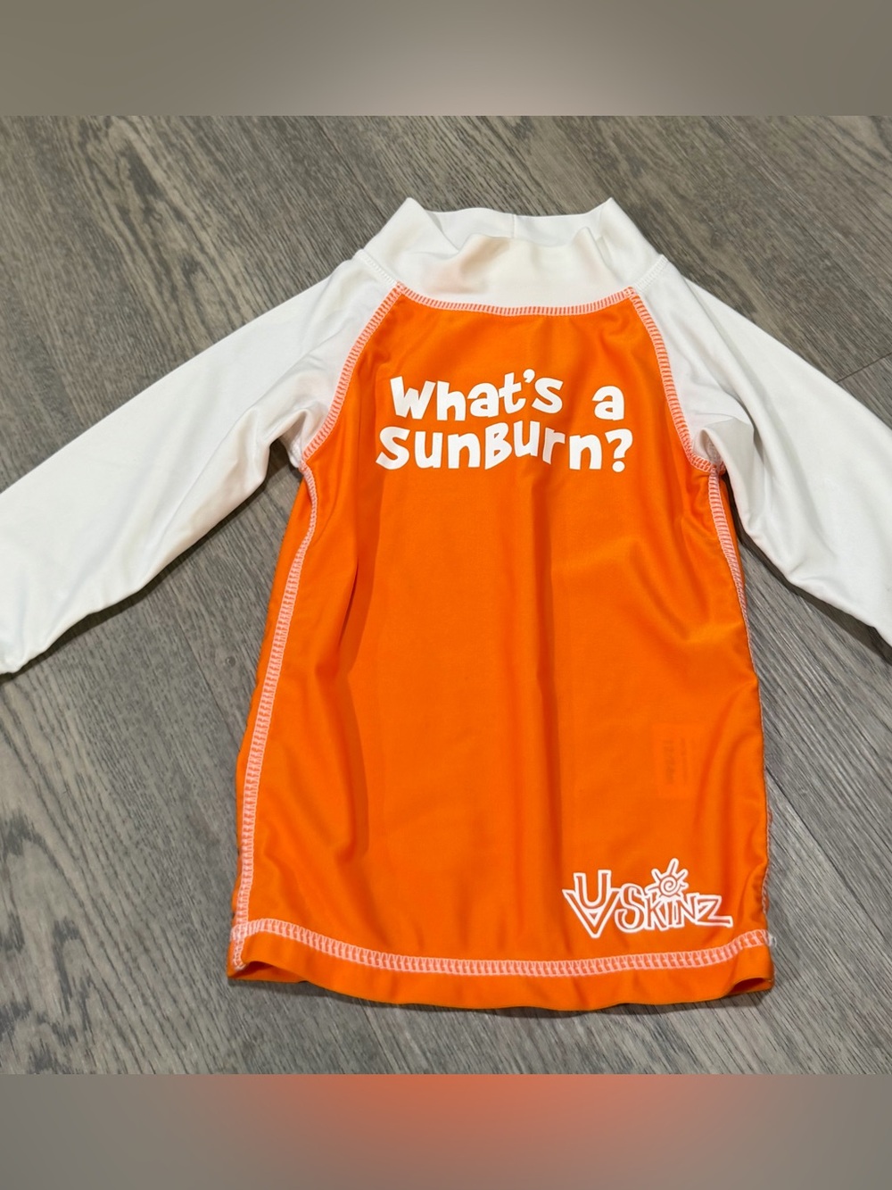 UV Skinz Rash Guard Shirt Unisex Size 12 - 24 Months Orange White Long Sleeve